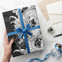 Hawaiian And Japanese Culture Wrapping Paper Irezumi Dragon With Polynesian Pattern Black LT05 - Polynesian Pride