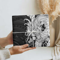 Hawaiian And Japanese Culture Wrapping Paper Irezumi Dragon With Polynesian Pattern Black LT05 - Polynesian Pride