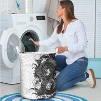 Hawaiian And Japanese Culture Laundry Basket Irezumi Dragon With Polynesian Pattern White LT05 - Polynesian Pride