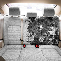 Hawaiian And Japanese Culture Back Car Seat Cover Irezumi Dragon With Polynesian Pattern White LT05 - Polynesian Pride