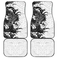 Hawaiian And Japanese Culture Car Mats Irezumi Dragon With Polynesian Pattern White LT05 - Polynesian Pride