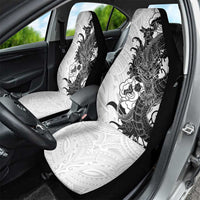 Hawaiian And Japanese Culture Car Seat Cover Irezumi Dragon With Polynesian Pattern White - Polynesian Pride