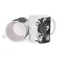 Hawaiian And Japanese Culture Ceramic Mug Irezumi Dragon With Polynesian Pattern White LT05 - Polynesian Pride