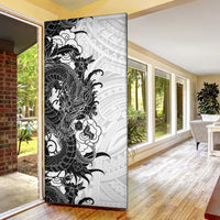 Hawaiian And Japanese Culture Door Cover Irezumi Dragon With Polynesian Pattern White LT05 - Polynesian Pride