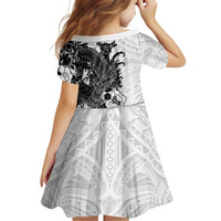 Hawaiian And Japanese Culture Family Matching Tank Maxi Dress and Hawaiian Shirt Irezumi Dragon With Polynesian Pattern White - Polynesian Pride