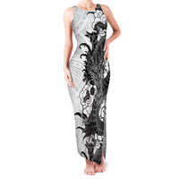 Hawaiian And Japanese Culture Family Matching Tank Maxi Dress and Hawaiian Shirt Irezumi Dragon With Polynesian Pattern White - Polynesian Pride