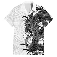 Hawaiian And Japanese Culture Hawaiian Shirt Irezumi Dragon With Polynesian Pattern White - Polynesian Pride