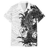 Hawaiian And Japanese Culture Hawaiian Shirt Irezumi Dragon With Polynesian Pattern White LT05 White - Polynesian Pride