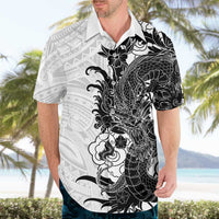 Hawaiian And Japanese Culture Hawaiian Shirt Irezumi Dragon With Polynesian Pattern White LT05 - Polynesian Pride