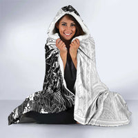 Hawaiian And Japanese Culture Hooded Blanket Irezumi Dragon With Polynesian Pattern White LT05 - Polynesian Pride