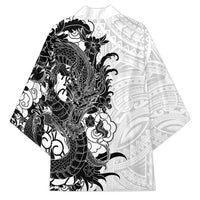 Hawaiian And Japanese Culture Kimono Irezumi Dragon With Polynesian Pattern White - Polynesian Pride