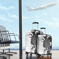 Hawaiian And Japanese Culture Luggage Cover Irezumi Dragon With Polynesian Pattern White - Polynesian Pride