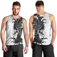 Hawaiian And Japanese Culture Men Tank Top Irezumi Dragon With Polynesian Pattern White LT05 - Polynesian Pride