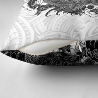 Hawaiian And Japanese Culture Pillow Cover Irezumi Dragon With Polynesian Pattern White - Polynesian Pride