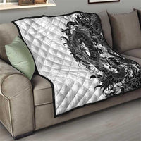 Hawaiian And Japanese Culture Quilt Irezumi Dragon With Polynesian Pattern White - Polynesian Pride