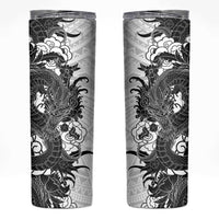 Hawaiian And Japanese Culture Skinny Tumbler Irezumi Dragon With Polynesian Pattern White - Polynesian Pride