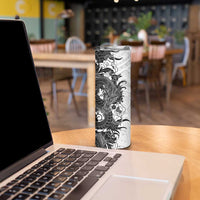Hawaiian And Japanese Culture Skinny Tumbler Irezumi Dragon With Polynesian Pattern White - Polynesian Pride
