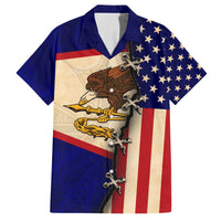 American Samoa Flag Day Family Matching Short Sleeve Bodycon Dress and Hawaiian Shirt Polynesian Tribal Pattern LT05 Dad's Shirt - Short Sleeve Blue - Polynesian Pride