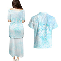 Polynesia Dolphins Under The Sea Couples Matching Puletasi and Hawaiian Shirt Simple Style LT05 - Polynesian Pride
