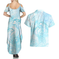 Polynesia Dolphins Under The Sea Couples Matching Summer Maxi Dress and Hawaiian Shirt Simple Style LT05 - Polynesian Pride