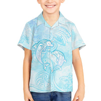 Polynesia Dolphins Under The Sea Kid Hawaiian Shirt Simple Style LT05 Kid Baby Blue - Polynesian Pride