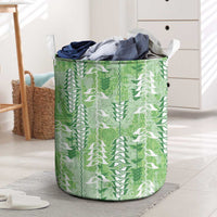 Green Hawaii Tapa Pattern Laundry Basket With Heliconia Vintage Style LT05 Green - Polynesian Pride