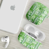 Green Hawaii Tapa Pattern AirPods Case With Heliconia Vintage Style LT05 - Polynesian Pride