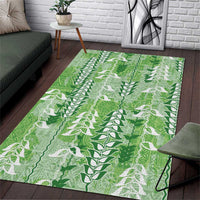 Green Hawaii Tapa Pattern Area Rug With Heliconia Vintage Style LT05 Green - Polynesian Pride