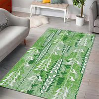 Green Hawaii Tapa Pattern Area Rug With Heliconia Vintage Style LT05 - Polynesian Pride