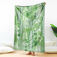 Green Hawaii Tapa Pattern Blanket With Heliconia Vintage Style LT05 - Polynesian Pride