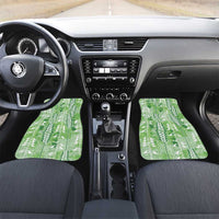 Green Hawaii Tapa Pattern Car Mats With Heliconia Vintage Style LT05 Set 2pcs - Front Green - Polynesian Pride