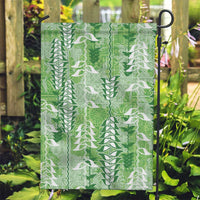 Green Hawaii Tapa Pattern Garden Flag With Heliconia Vintage Style LT05 Garden Flag Green - Polynesian Pride