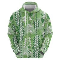 Green Hawaii Tapa Pattern Hoodie With Heliconia Vintage Style LT05 - Polynesian Pride