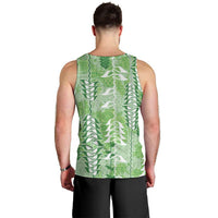 Green Hawaii Tapa Pattern Men Tank Top With Heliconia Vintage Style LT05 - Polynesian Pride