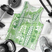 Green Hawaii Tapa Pattern Men Tank Top With Heliconia Vintage Style LT05 - Polynesian Pride