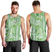 Green Hawaii Tapa Pattern Men Tank Top With Heliconia Vintage Style LT05 - Polynesian Pride