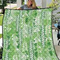 Green Hawaii Tapa Pattern Quilt With Heliconia Vintage Style LT05 Green - Polynesian Pride