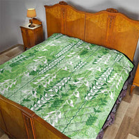 Green Hawaii Tapa Pattern Quilt With Heliconia Vintage Style LT05 - Polynesian Pride