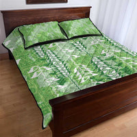Green Hawaii Tapa Pattern Quilt Bed Set With Heliconia Vintage Style LT05 - Polynesian Pride