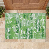Green Hawaii Tapa Pattern Rubber Doormat With Heliconia Vintage Style LT05 Green - Polynesian Pride