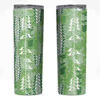 Green Hawaii Tapa Pattern Skinny Tumbler With Heliconia Vintage Style LT05 Green - Polynesian Pride