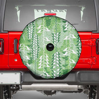 Green Hawaii Tapa Pattern Spare Tire Cover With Heliconia Vintage Style LT05 - Polynesian Pride