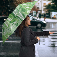 Green Hawaii Tapa Pattern Umbrella With Heliconia Vintage Style LT05 - Polynesian Pride