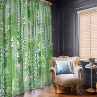 Green Hawaii Tapa Pattern Window Curtain With Heliconia Vintage Style LT05 - Polynesian Pride