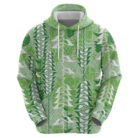 Green Hawaii Tapa Pattern Zip Hoodie With Heliconia Vintage Style LT05 - Polynesian Pride