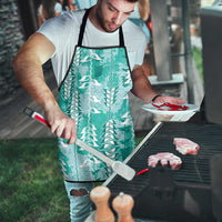Teal Hawaii Tapa Pattern Apron With Heliconia Vintage Style LT05 - Polynesian Pride