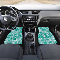 Teal Hawaii Tapa Pattern Car Mats With Heliconia Vintage Style LT05 Set 2pcs - Front Teal - Polynesian Pride