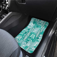 Teal Hawaii Tapa Pattern Car Mats With Heliconia Vintage Style LT05 - Polynesian Pride