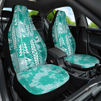 Teal Hawaii Tapa Pattern Car Seat Cover With Heliconia Vintage Style LT05 One Size Teal - Polynesian Pride