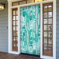 Teal Hawaii Tapa Pattern Door Cover With Heliconia Vintage Style LT05 - Polynesian Pride